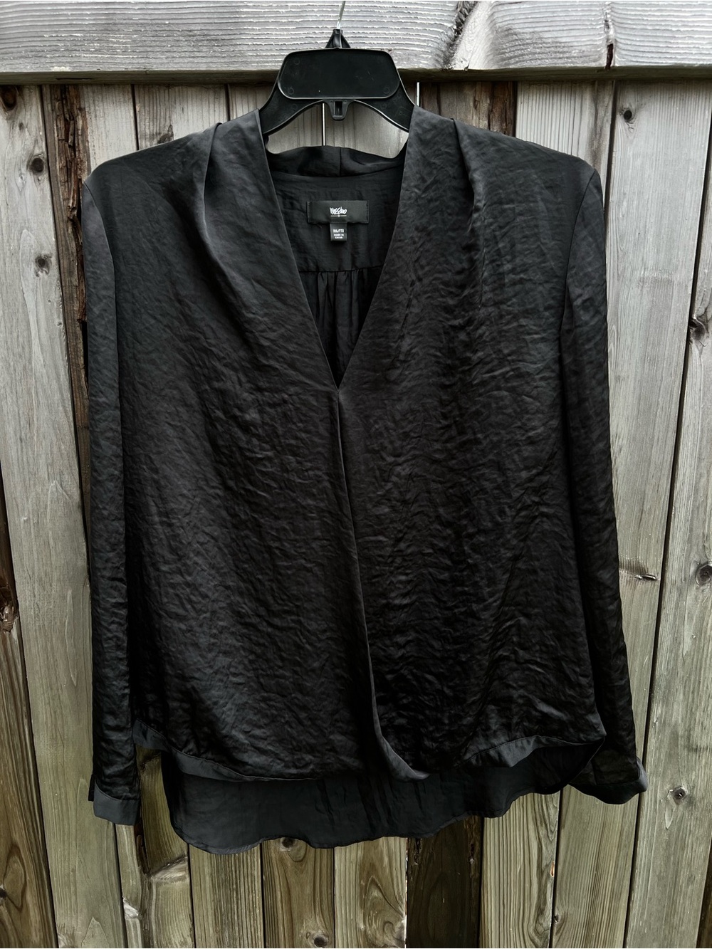 Mossimo Long Sleeve Faux-Wrap Satin Blouse
